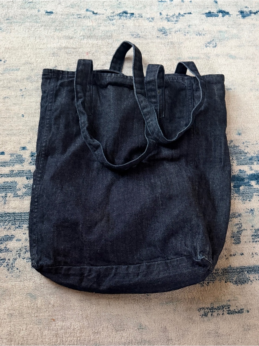 RAG & BONE INDIGO DENIM BLUE JEAN SHOPPER TOTE BAG 16” x 18” x 3” - Picture 5 of 6